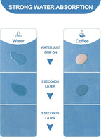 Dish Drying Mat for Kitchen Counter, 12"x19" Pad with Rubber Backed (Blue) | Hide Stain Anti Absorbent for Kitchen Counter, Non-slip Drying Mat for Coffee Machine Dish Rack