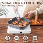 SENSARTE Nonstick Grill Pan with Lid, Grill Pan for Stove Tops, Versatile Griddle with Pour Spouts, Square Big Cooking Surface, Durable Skillet Indoor & Outdoor Grilling. PFOA Free, 12Inch