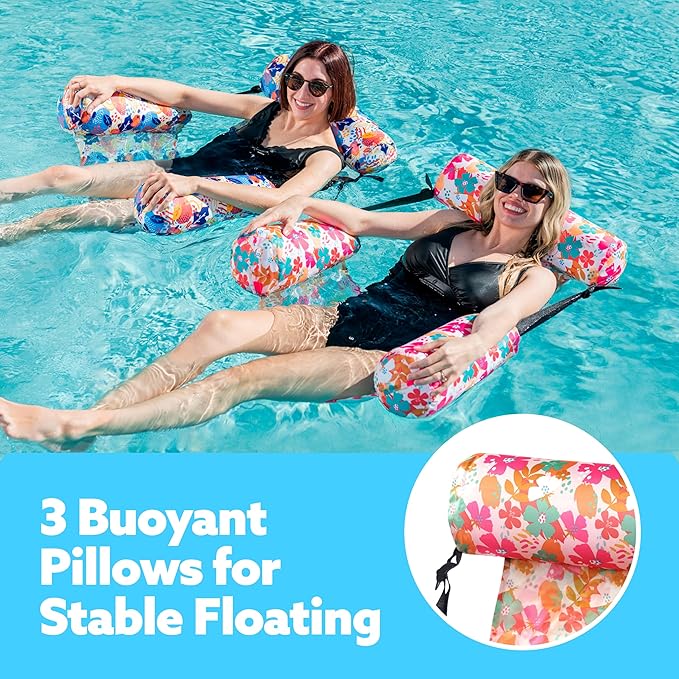 SLOOSH Inflatable Pool Floats Adult,2 Packs Floating Lounge Chairs,Blow up Pool Noodles for Adult Heavy Duty,Floating Chair for Party Summer Water Beach Lake Fun