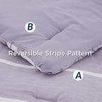 Bedsure Bed in a Bag King Size 7 Pieces, Purple White Striped Bedding Comforter Sets All Season Bed Set, 2 Pillow Shams, Flat Sheet, Fitted Sheet and 2 Pillowcases