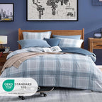 Light Blue Twin Bed Set, Plaid Twin XL Comforter Set for Boys & Girls,Classic Homestead-style Twin Comforter Set with Sheets and Comforter Set