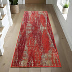 Superior Modern Indoor Runner Rug, Washable, Non-Skid Foam Backing, Floor Decor for Living Room, Bedroom, Entry, Mudroom, Washable Rugs, Abstract Brushstroke, Brayton Collection, 2' 7" x 8', Orange