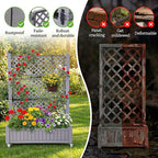 YITAHOME 42.5x14.2x61 in Planter Box with Trellis, All-Weather Raised Garden Bed with Wheels & Drain Plug, Outdoor Privacy Screen for Climbing Plants Flowers Herbs, Brown