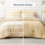 Bedsure Bed in a Bag Twin Size 5-Piece Yellow White Striped Bedding Comforter Sets All Season Bed Set with 1 Pillow Sham, Flat Sheet, Fitted Sheet and 1 Pillowcase