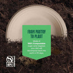 100% Compostable Deep Dish Plates - 9 Inch [125-Pack] Heavy Duty Brown | Eco-Friendly Biodegradable Sugarcane Bagasse Dinner Plates, PFAS-Free & BPI Certified Unbleached Party Supplies, Stack Man