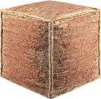 Mark&Day Pouf Ottoman, Lanzenkirchen Natural Fiber Burnt Orange Cube Pouf Foot Rest for Living Room, Bedroom and Boho Home Decor (16"x16"x16")