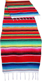 Genuine Mexican Table Runner Saltillo Serape Colorful Striped Sarape Made in Mexico Sold in Different Packs (1, Red)