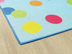 Flagship Carpets Schoolgirl Style Just Teach Rainbow Polka Dots Classroom Area Rug for Indoor Classroom Learning or Kid Bedroom Educational Play Mat, 7'6"x12', Blue