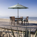 California Umbrella GSPT908302-5404 9' Round Aluminum Market, Crank Lift, Push Button Tilt, Black Pole, Sunbrella Natural