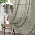 MYSKY HOME 95 Inch Curtains Farmhouse Light Filtering Privacy Curtain Drapes for Patio Door Living Room, Linen Look Texture Fabric Bohemian Draperies Soft Touch, 50x95, Olive Green, 2 Panels