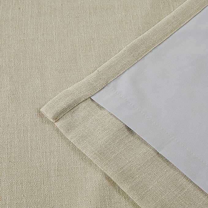 Vision Home Sand Pinch Pleated Full Blackout Curtains Linen Blended Room Darkening Window Curtains 63 inch for Living Room Bedroom Thermal Insulated Pinch Pleat Drapes with Hooks 1 Panel 60" Wx63 L