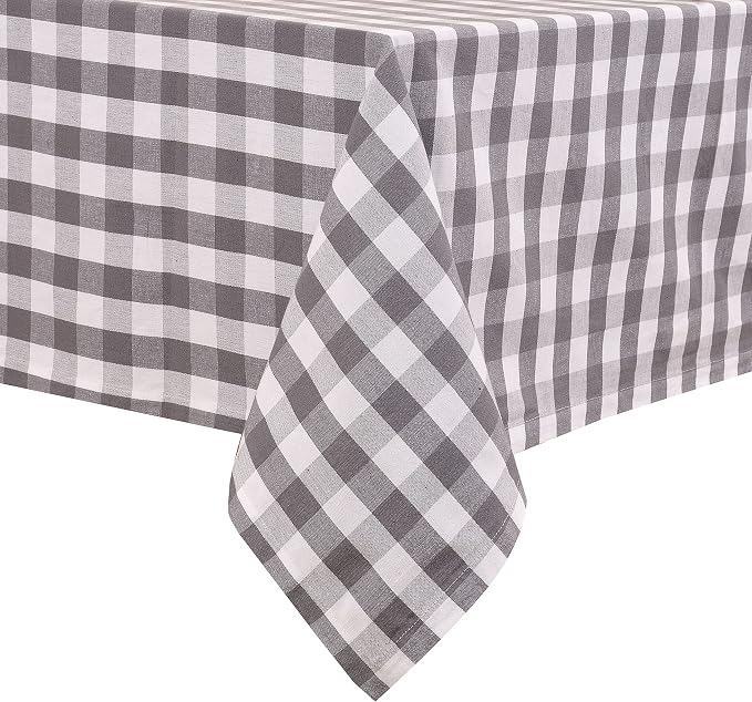 Urban Villa Tablecloth Cotton Tabletop 60x102 (8-10 Seats) Grey Checks