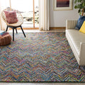 SAFAVIEH Nantucket Collection 8' x 10' Blue/Multi NAN141C Handmade Modern Abstract Chevron Cotton Area Rug