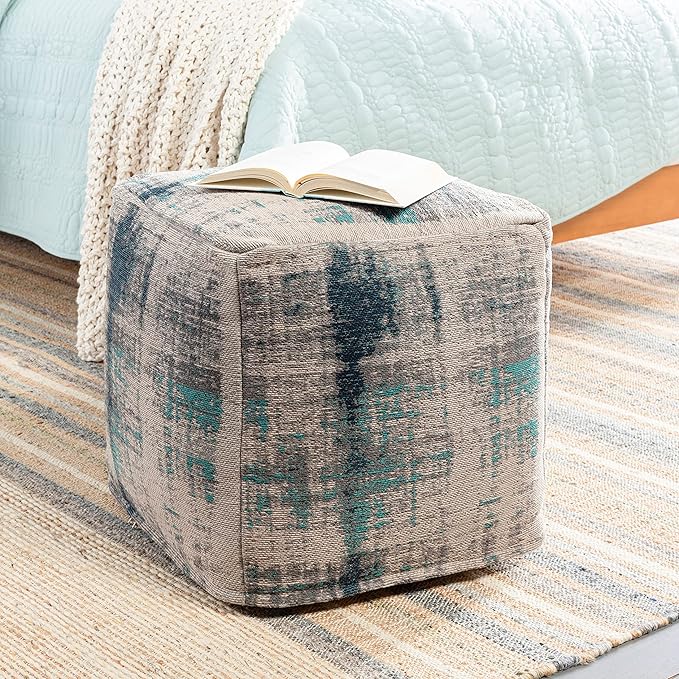 Mark&Day Pouf Ottoman, Puchenstuben Modern Aqua Cube Pouf Foot Rest for Living Room, Bedroom and Boho Home Decor (18"x18"x18")