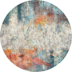 SAFAVIEH Luxor Collection Area Rug - 6'7" Round, Ivory & Blue, Handmade Modern Abstract, Ideal for High Traffic Areas in Living Room, Bedroom (LUX312A)
