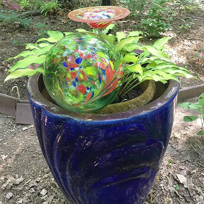 Sunnydaze 10-Inch Gazing Ball for Garden - Glass Gazing Globe for Outside - Garden Orb Yard Decor - Green Artistic