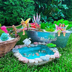 Mood Lab Fairy Garden Fish Pond Kit - Miniature Bridge Set of 6 pcs Fairy Garden Figurines & Accessories - Outdoor or House Decor