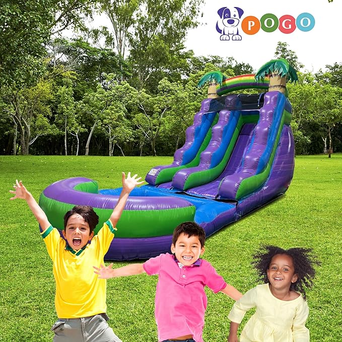 Inflatable Water Slide for Kids & Toddlers with Inflatable Pool, Backyard, Park or Commercial Use, Outdoor Water Play, Includes Blower Stakes, Splash Pool & Storage Bag, Large 25.5' x 9' x15'