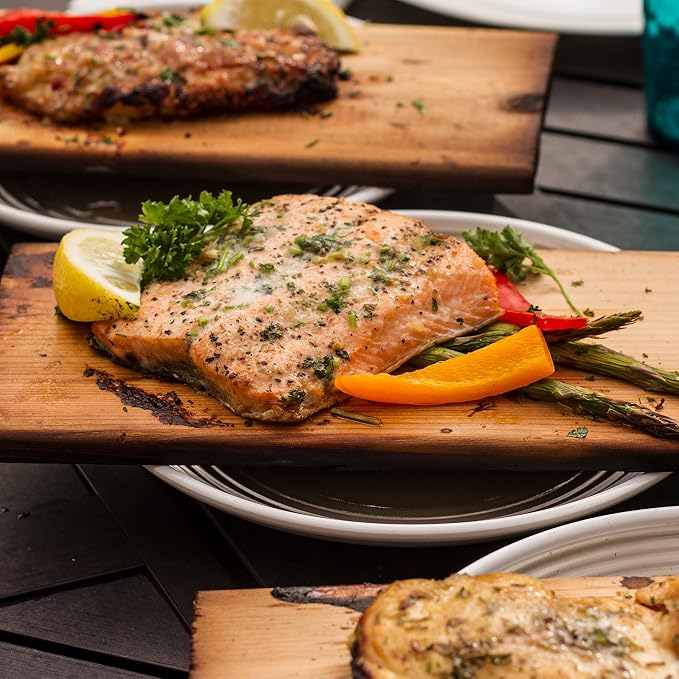 Camerons Alder Grilling Planks - 2 Pack (5.5"x11.5") - Premium Natural Alder Wood - Easily Infuse Smoky Flavor into BBQ Salmon, Fish, Pork, Veggies, and More - Sourced in the USA - Grilling Gift Idea