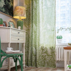 Sutuo Home Boho Curtain 84 Inches Length for Bedroom, Printed Cotton Linen Rod Pocket Rustic Farmhouse Bohemian Tassels Window Treatment, 1 Panel 59" W x 84" L, Green Tropical Leaves