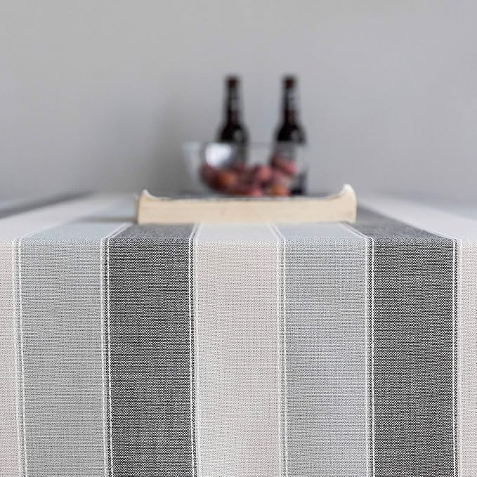 Home Brilliant Square Tablecloth 52x52, Striped Table Cover for Kitchen, Cotton Linen Table Cloth for Indoor Outdoor Picnic(52 x 52 Inch, Dark Grey)