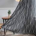 Sutuo Home Boho Curtains 84 Inches Long for Bedroom Living Room Nursery, Bohemian Vintage Tassels Window Treatment Drape for Halloween Decorations Rod Pocket, 1 Panel 59"W x 84"L,Black Stripe Floral