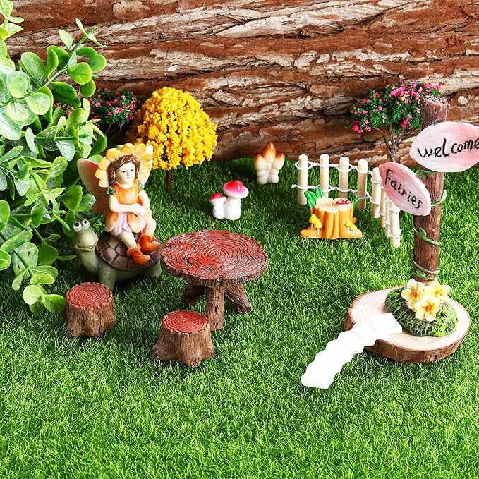 Elcoho 12 Pieces Fake Grass for Crafts Fairy Garden 6 x 6 Inches Artificial Garden Grass for Miniature Ornament Dollhouse DIY Decoration