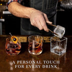 Clear Ice Cube Maker Design Tray - Craft Modern Ice Molds for Bourbon & Cocktails in 5 Seconds - Whiskey Mold Cube Stamp – Bartender Accessories - Copper Ice Press Cocktails by Ash Harbor (Holidays)