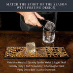 Clear Ice Cube Maker Design Tray - Craft Modern Ice Molds for Bourbon & Cocktails in 5 Seconds - Whiskey Mold Cube Stamp – Bartender Accessories - Copper Ice Press Cocktails by Ash Harbor (Holidays)