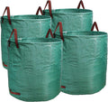 PHYEX Professional 4-Pack 132 Gallon Gardening Bags for Lawn Yard, Extra Large Reusable Leaf Bags, Waste and Trash Container
