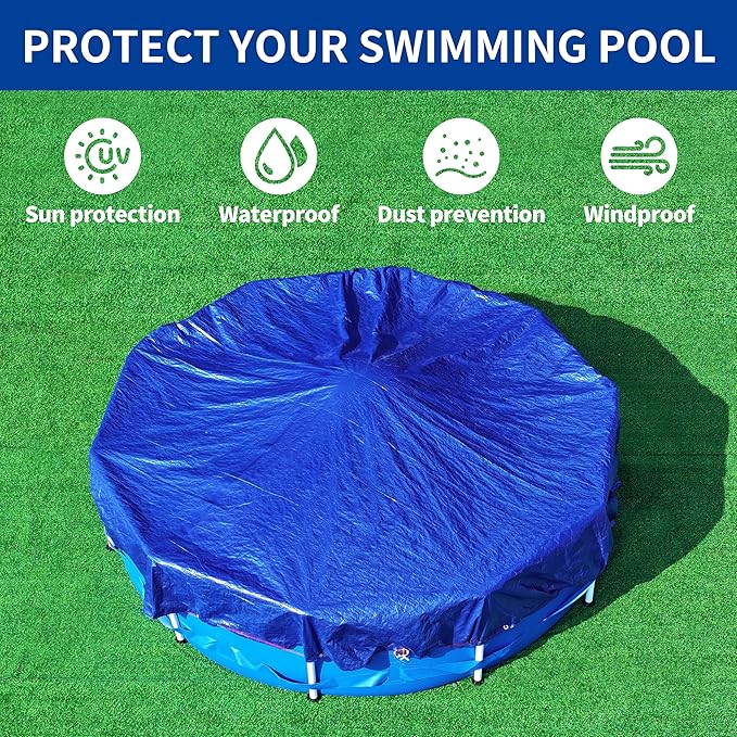 18Ft Pool Covers for(14Ft)Above Ground Pools, Winter Pool Cover,Heavy Duty Above Ground Pool Cover Includes Winch and Cable,UV Protection, Strength&Durability,Blue/Black(Cover Only)