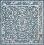 JONATHAN Y Vintage Filigree Indoor Outdoor Square Area Rug 9X9 Teal/Gray, Charleston Textured Weave for Backyard, Patio, Porch, Easy-Cleaning, High Traffic, Pet-Friendly, Non-Shedding (SMB106F-9SQ)