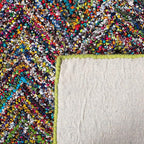 SAFAVIEH Nantucket Collection Runner Rug - 2'3" x 7', Red & Blue & Multi, Handmade Modern Abstract Chevron Cotton, Ideal for High Traffic Areas in Living Room, Bedroom (NAN141B)